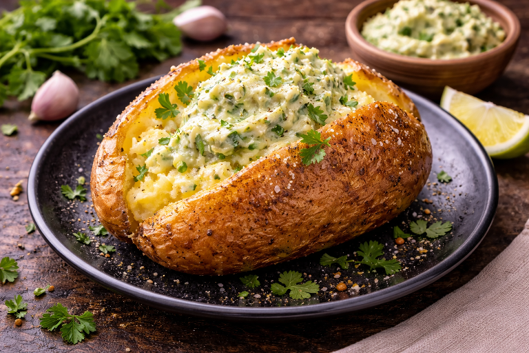 Gepofte aardappel met kruidenboter bij Besteldesk.nl