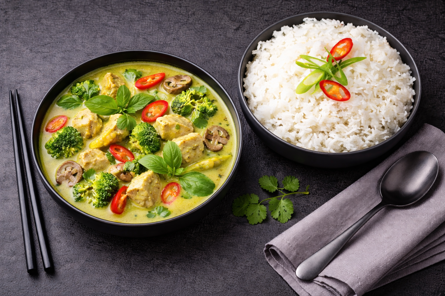 Groene curry kip bij Besteldesk.nl